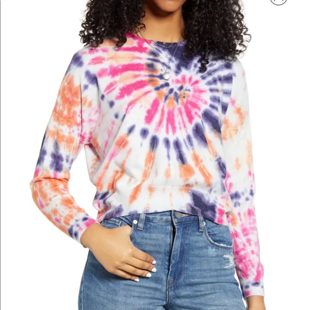 BLANKNYC Rainbow Tie Dye Crop Sweater